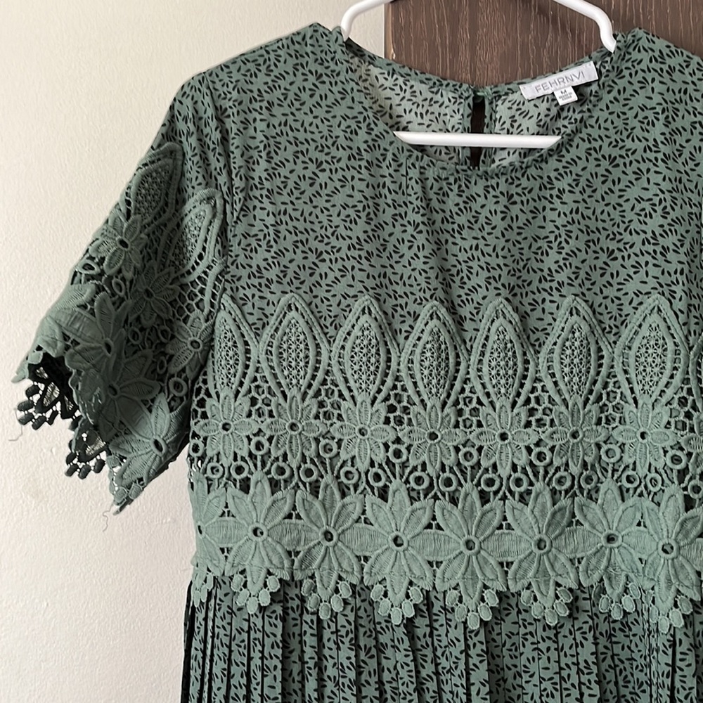Hunter Green Pleated Midi Dress